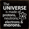 The universe is made of protons, neutrons, electrons & morons. |Funny Wood  Signs | Sawdust City Wood Signs