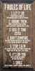 7 Rules Of Life | Shown in Walnut with Cottage White | Wooden Inspirational Signs | Sawdust City Wood Signs