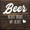 Beer never broke my heart | Shown in Walnut with Cottage White | Wooden Drinking Signs | Sawdust City Wood Signs