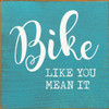 Bike like you mean it | Shown in Turquoise with Cottage White | Wooden Outdoorsy Signs | Sawdust City Wood Signs