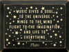 Music Gives A Soule To The Universe...| Shown in Black with Baby Yellow | Wooden Signs with Quotes | Sawdust City Wood Signs