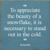 "To appreciate the beauty of a snowflake, it is necessary to stand out in the cold." Aristotle