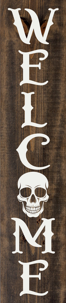 Welcome (skull O) | Sawdust City Wood Halloween Porch Signs