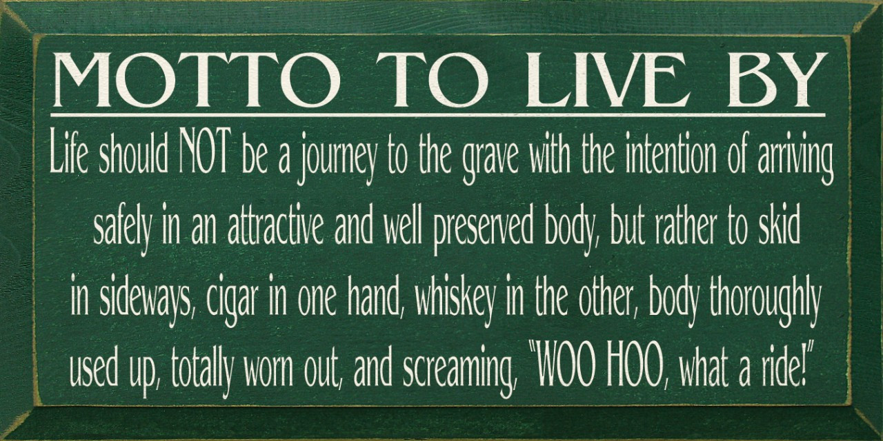 Motto To Live By Life Should Not Be A Journey To The Grave With