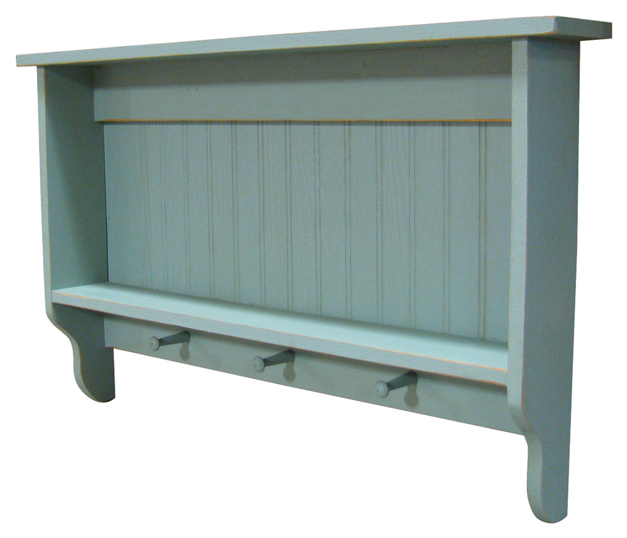Wall Shelf Unit 3' wide, Wooden Wall Shelves with Pegs