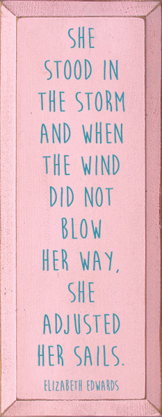 Heather d - "She stood in the storm and when the wind did not blow her way, she adjusted her