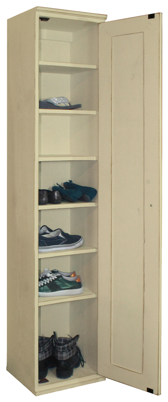 Custom Solid Wood Small Narrow Slim Shoe Organizer Storage Cabinet