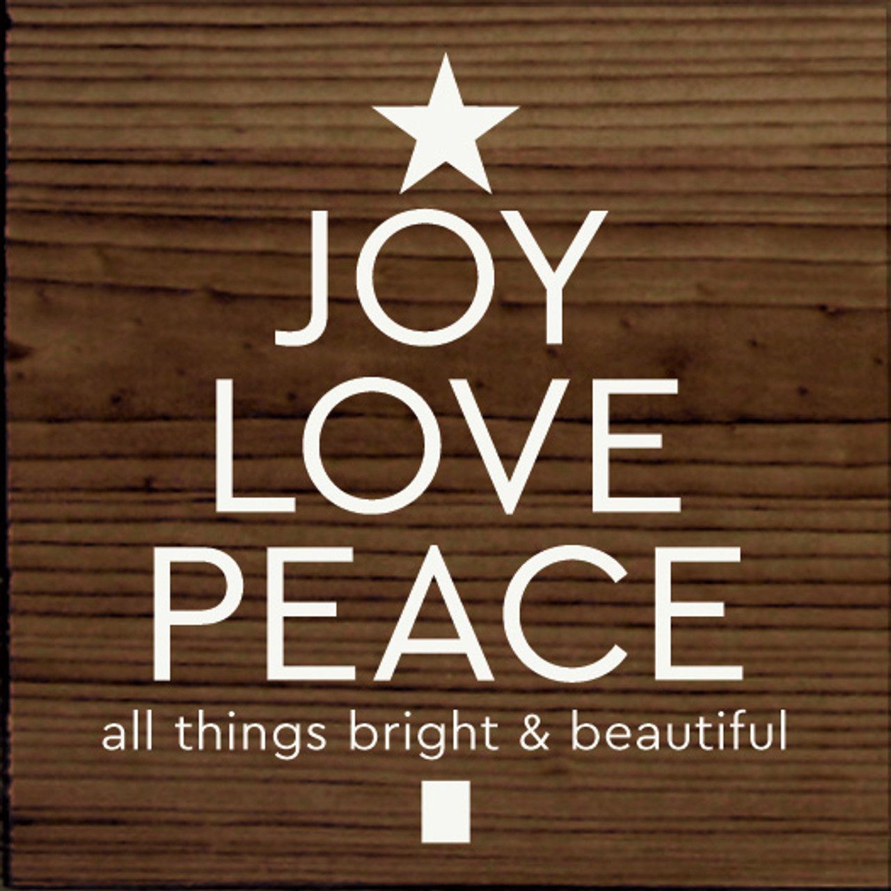 Joy Love Peace (tree shape)| Christmas Wood Signs | Sawdust City