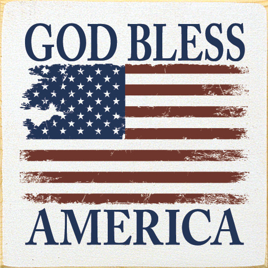 God Bless America Flag (Two Colors)|Patriotic Wood Signs | Sawdust