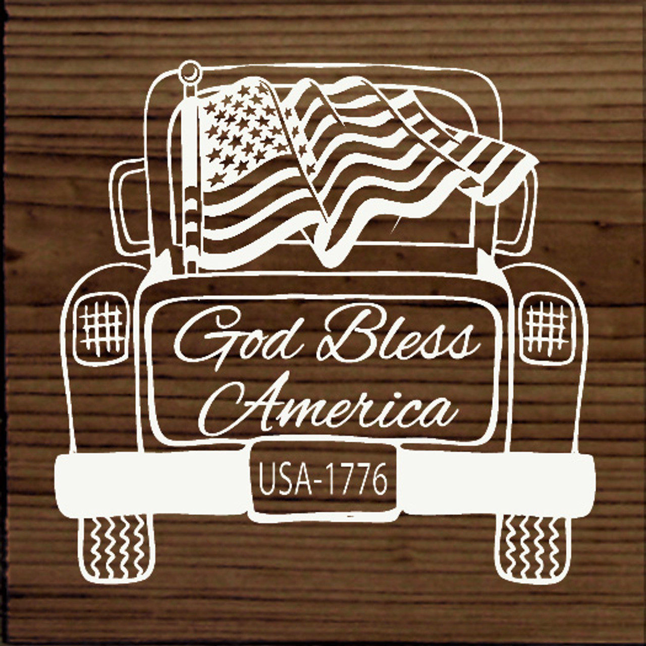 God Bless The USA Patriotic Wooden Signs, Home Office Party Decor