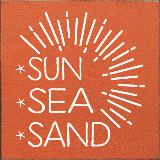 Amscan Sea, Sand, Sun Mini Block Signs, Set Of 3, 3.5x3.5 Inches, MDF Coastal Decor For Summer, Luau, Beach Parties
