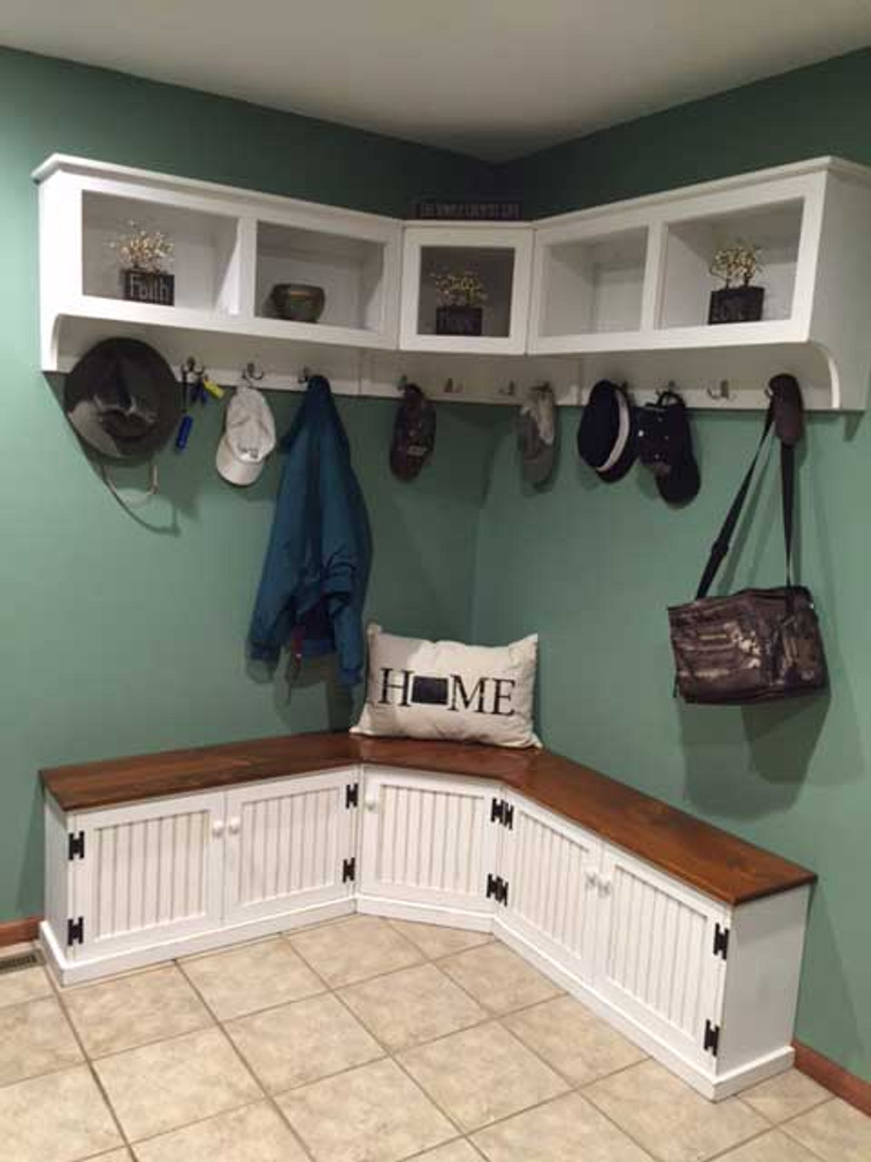 CUSTOM - Entryway Corner Bench & Shelf Combo | Sawdust City ...