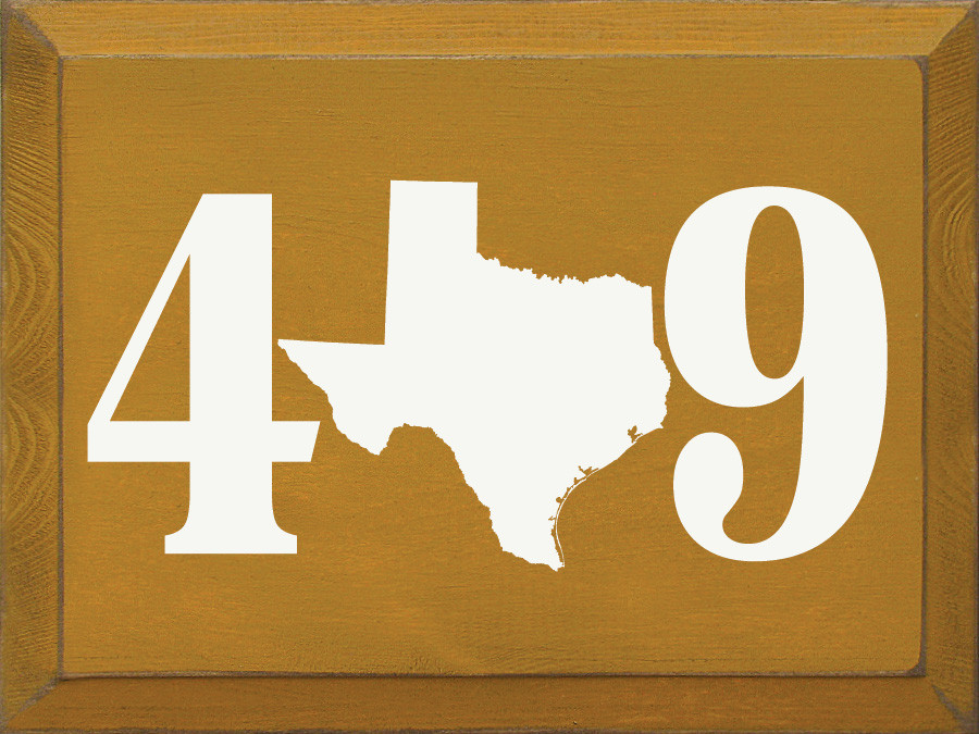 0419クオページ 409 (TX Area Code) | Wooden State Signs | Sawdust City Wood Signs
