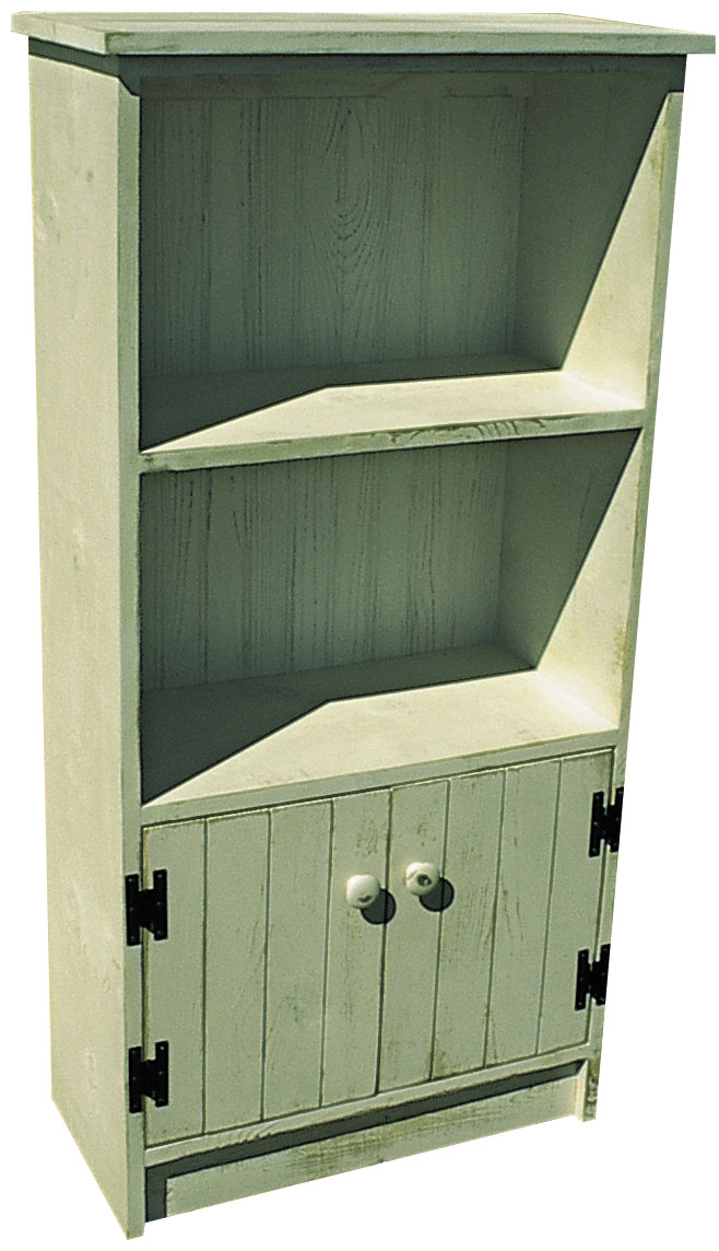 4' Bookcase With Doors Tall Wooden Book case with Three Shelves