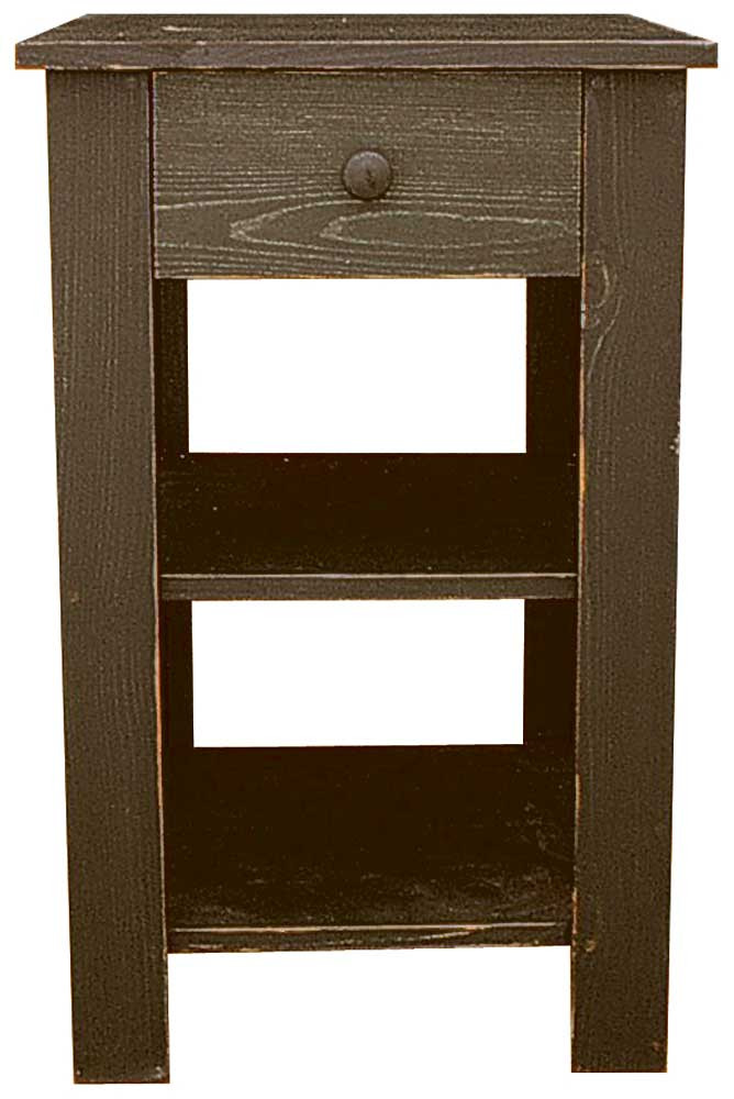 Tall End Table with Drawer and ShelvesWood Living Room Furniture