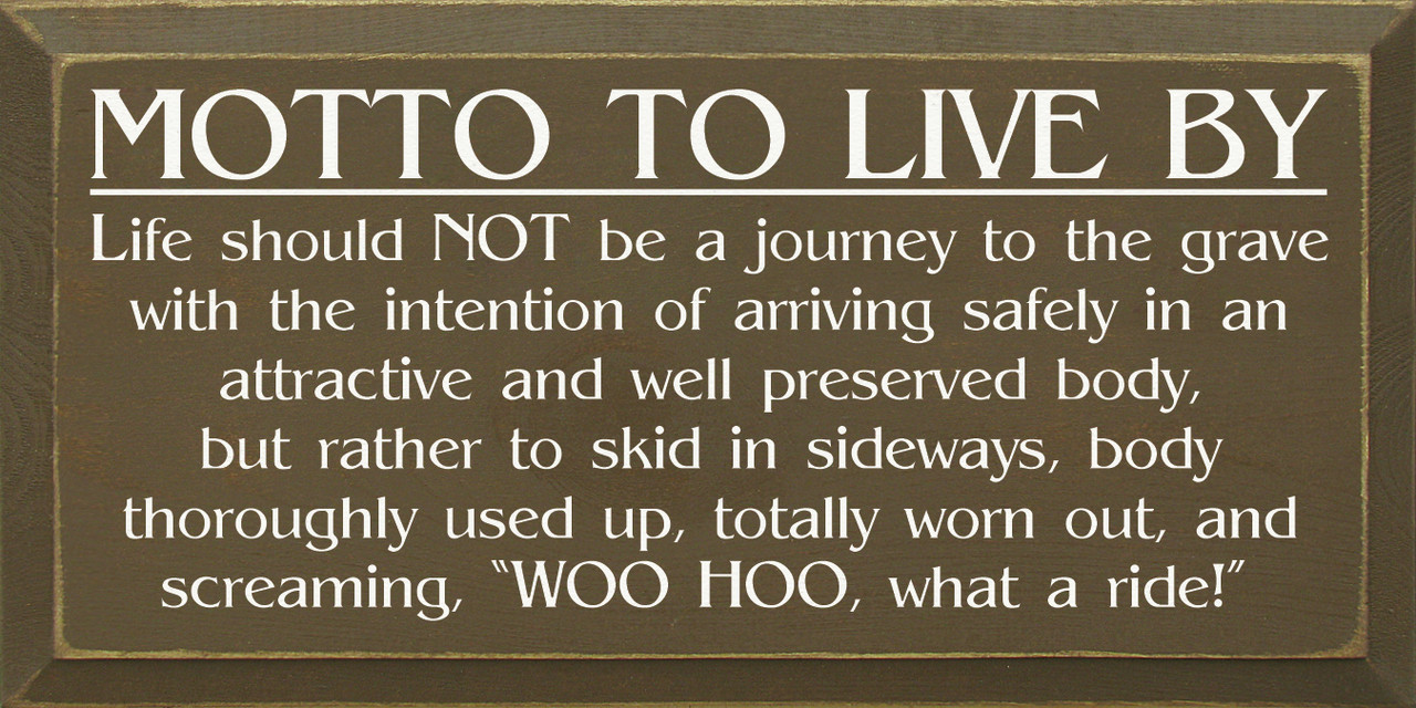 Motto To Live By Life Should Not Be A Journey To The Grave With The