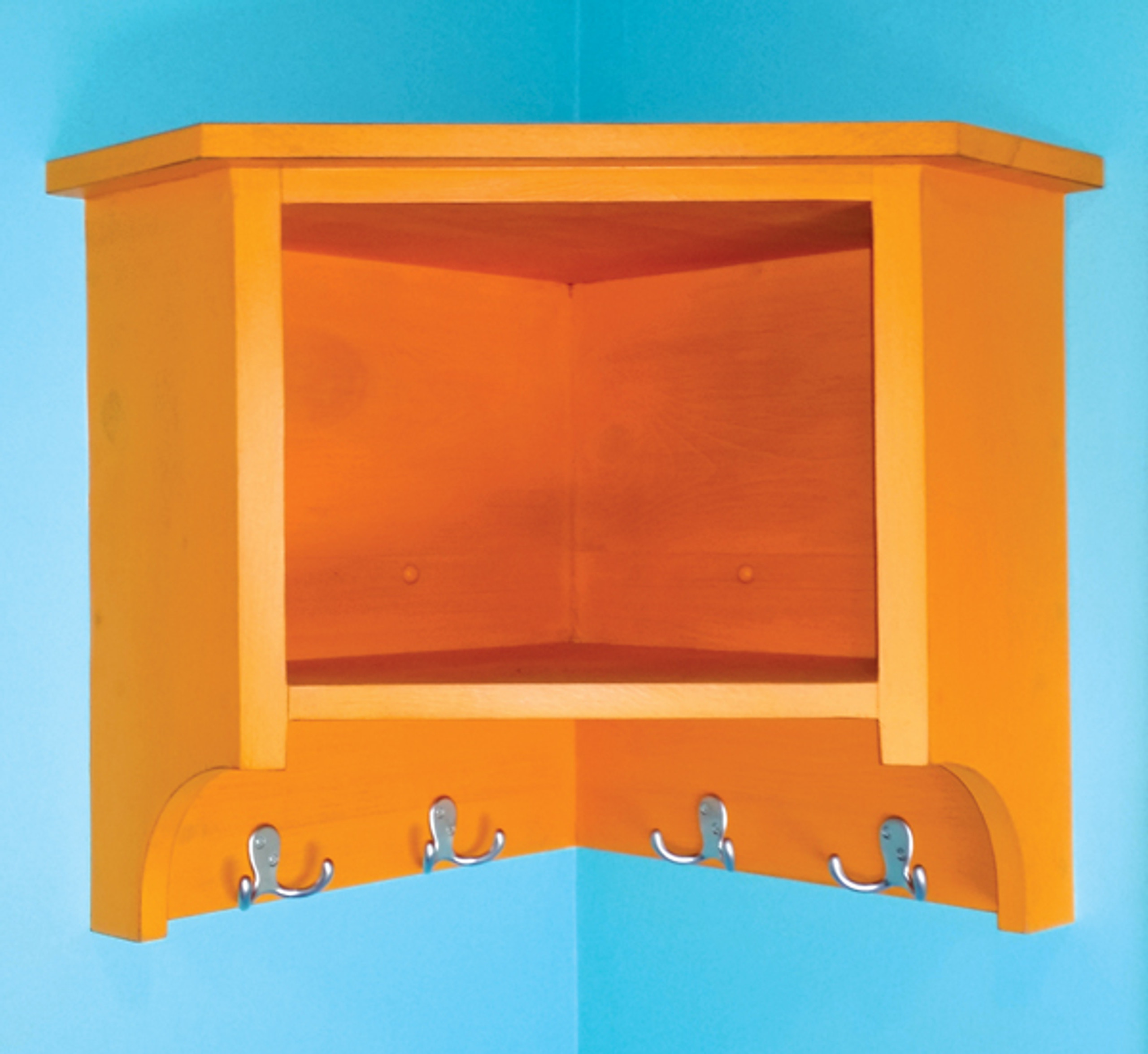 Corner Shelf Unit Hanging Wooden Corner wih Hooks Sawdust