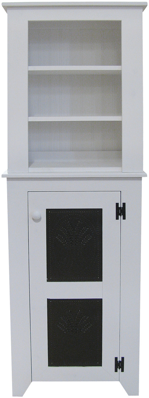 Top Hutch 24" Wide Wooden Storage with Three Shelves and Door