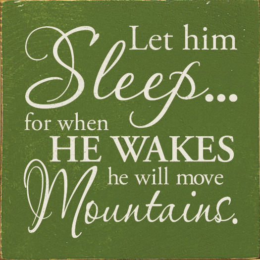 Let him sleep...for when he wakes he will move mountains ...