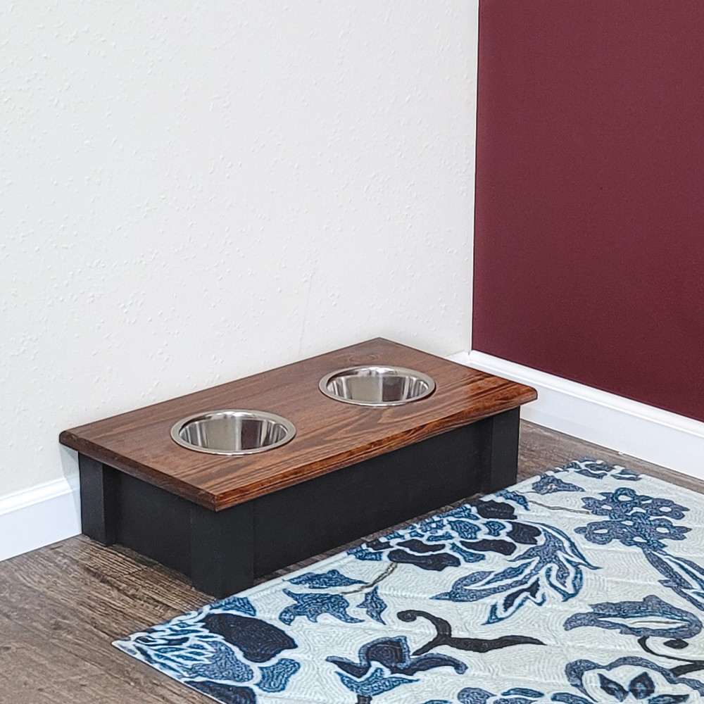 Solid Wood Dog Dish Holder Wood Dog Feeder With Bowls Sawdust City