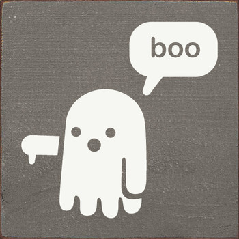 Wood Wall Sign: Boo (ghost thumbs down)