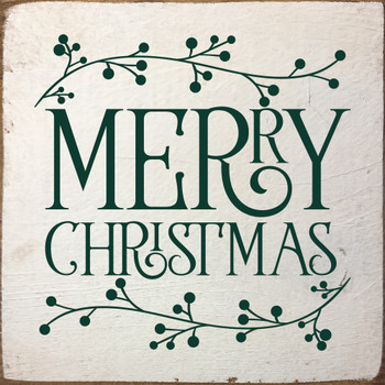 Merry Christmas (berry sprigs) | Sawdust City Wood Winter Signs