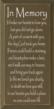 In Memory - It broke our hearts to lose you.. |Friends & Family Wood Sign | Sawdust City Wood Signs