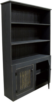 Straight hutch shown in Old Black with beadboard doors