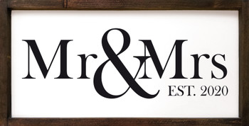 Rustic Mr & Mrs Wedding Sign - 12"x24" Wood Framed Sign