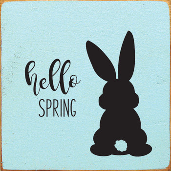 Hello Spring (Bunny)| Wooden Spring  Sign| Sawdust City Wood Signs