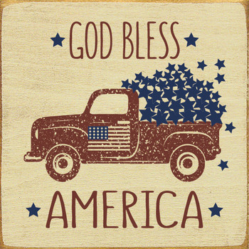 God Bless America Star Truck (Multi Colored)|Patriotic Wood Signs | Sawdust City Wood Signs