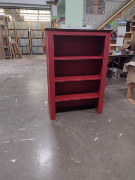 Custom Top Hutch shown in Old Red w/ Walnut/Poly top