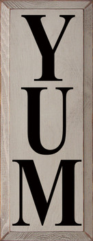 Yum | Shown in Ivory with Black | Wooden Kitchen Signs | Sawdust City Wood Signs