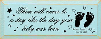 There will never be a day like... (Personalized)| Shown in  Baby Aqua with Black | Wooden Signs for Parents|  Sawdust City Wood Signs