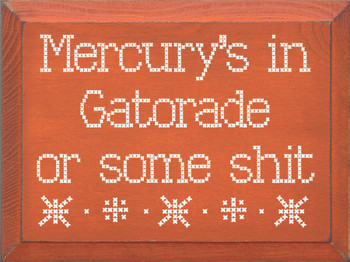 Mercury's in Gatorade or some shit | Shown in Burnt Orange with Cottage White | Funny Wooden Signs | Sawdust City Wood Signs