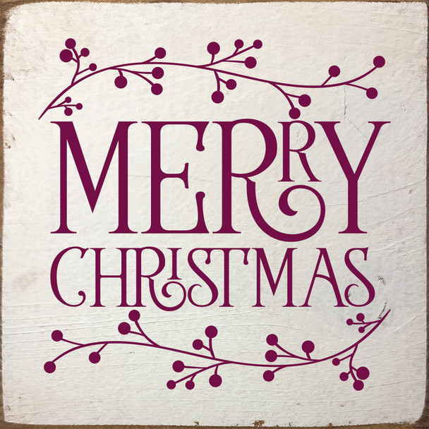 Merry Christmas (berry sprigs) | Sawdust City Wood Winter Signs