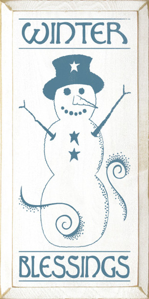 Winter Blessings (with snowman graphic) |Christmas Wood Sign| Sawdust City Wood Signs