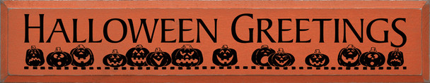 Halloween Greetings Wood Sign with Jack o' Lanterns | Seasonal Fall Wood Sign | Sawdust City Wood Signs