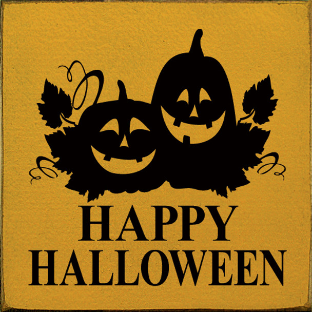 Happy Halloween (2 happy jacks) | Wood Halloween Signs | Sawdust City Wood Signs