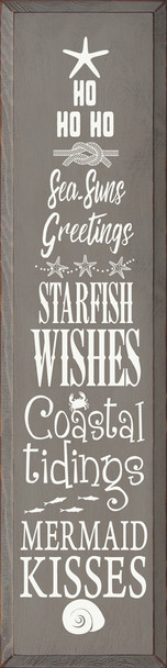 Ho ho ho sea-suns greetings, starfish wishes, coastal tidings, mermaid kisses | Coastal Christmas Wood Signs | Sawdust City Wood Signs