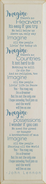 Imagine - John Lennon (Mixed Fonts) | Shown in Ivory with Williamsburg Blue | Wooden Signs with Song Lyrics | Sawdust City Wood Signs