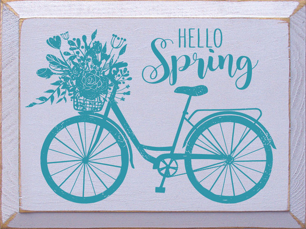 Hello Spring | Shown in Lavender with Turquoise | Wooden Spring Signs | Sawdust City Wood Signs