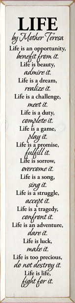 Life by Mother Teresa  | Wooden Inspirational Signs | Sawdust City Wood Signs