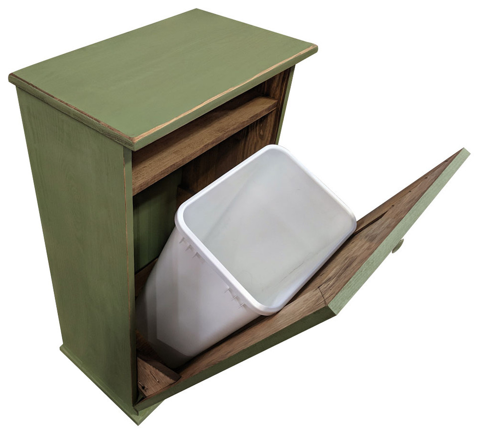 Wood Tilt-Out Trash Bin With Shelf |Wooden Trash Bin | Sawdust City ...