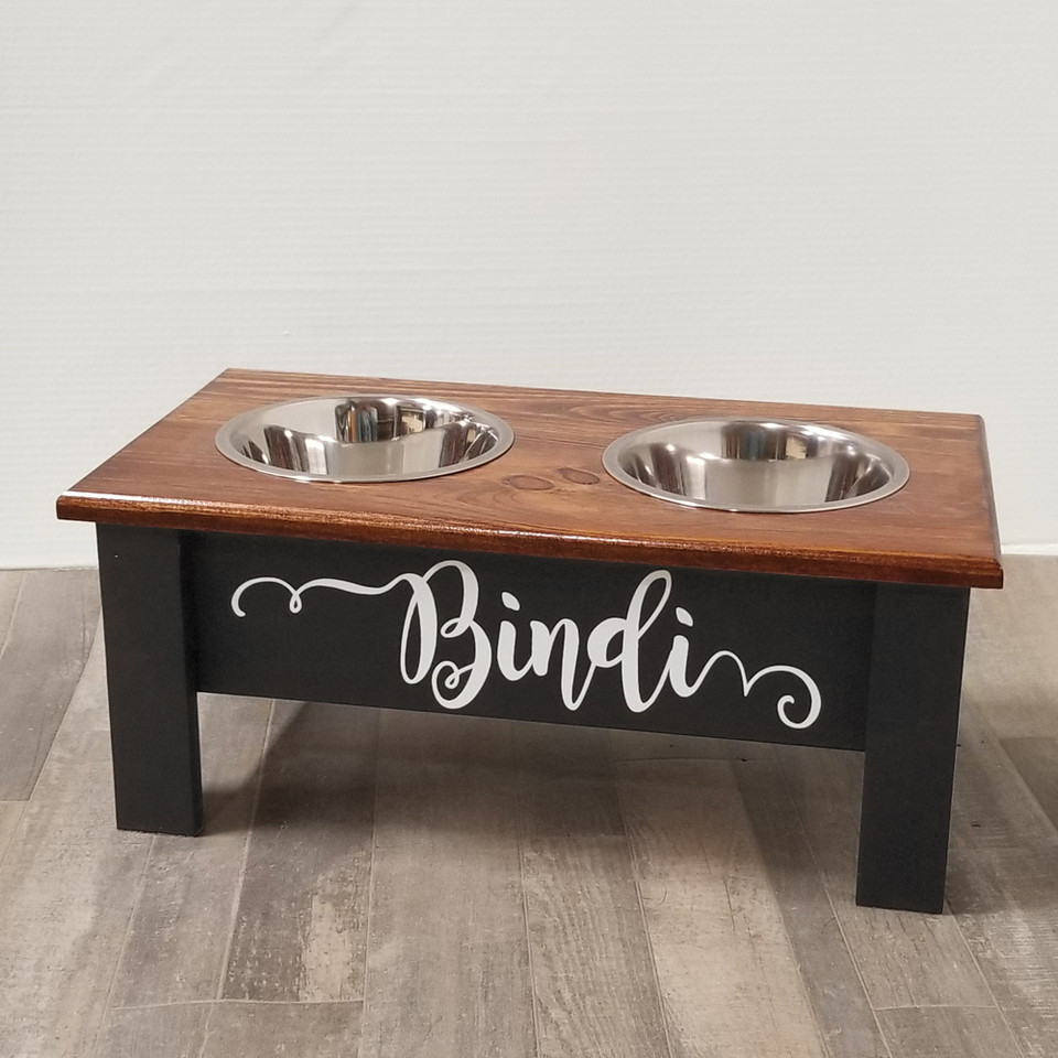 Medium Dog Dish Holder Wood Dog Feeder With Bowls Sawdust City Wood Products