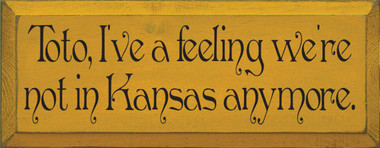 Toto, I've a feeling we're not in Kansas anymore. |Wizard of Oz