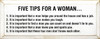 Five Tips For A Woman.. | Wood Sign With Bullet Points | Sawdust City Wood Signs