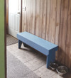 Long Simple Wood Bench | Solid Wood Simple Bench | Sawdust City Wood Bench | Shown in Solid Willaimsburg Blue