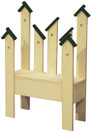 Decorative Wooden Birdhouse Decor | Sawdust City Birdhouse Planter Bench | In Old Cream with Green Roofs