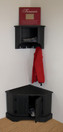Home Decor and Storage  | Corner Bench with Storage | In Old Black with Beadboard doors and coordinating #56 Corner Shelf (sold separately)